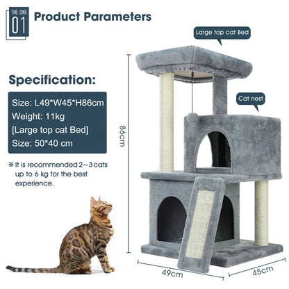 Multi-Level Cat Tree with Scratch Board