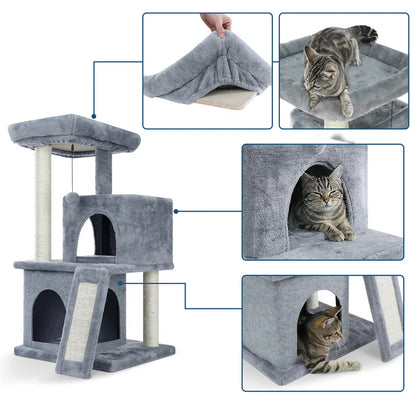 Multi-Level Cat Tree with Scratch Board