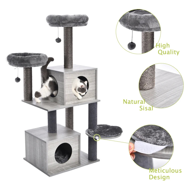 Multi-Level Cat Tree with Scratch Board