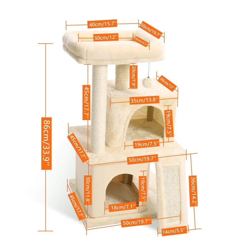 Multi-Level Cat Tree with Scratch Board