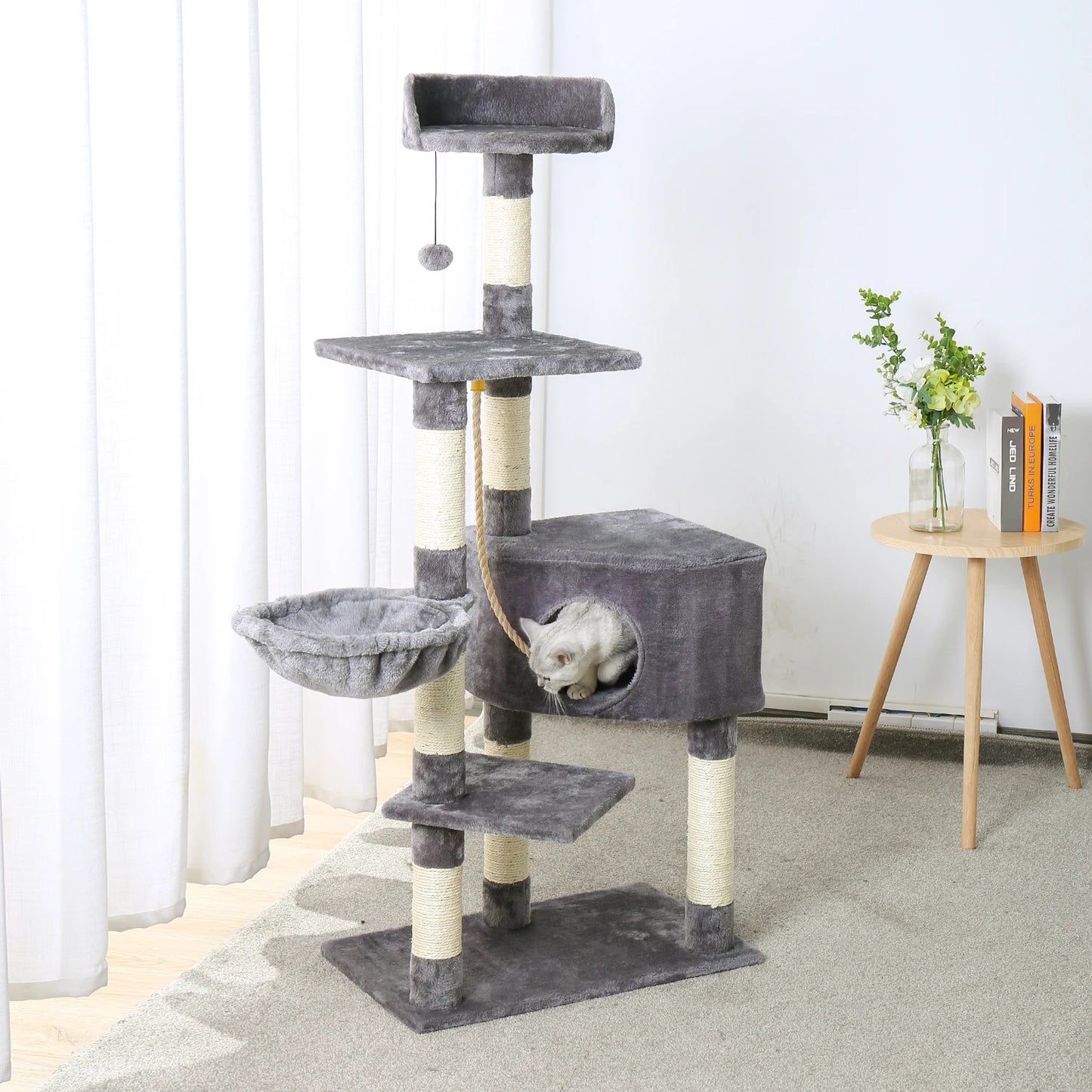 Multi-Level Cat Tree with Scratch Board