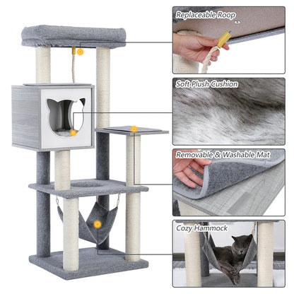 Multi-Level Cat Tree with Scratch Board