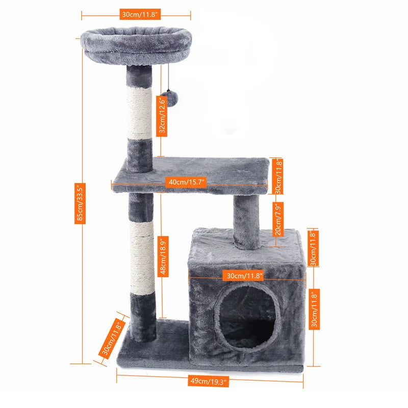 Multi-Level Cat Tree with Scratch Board