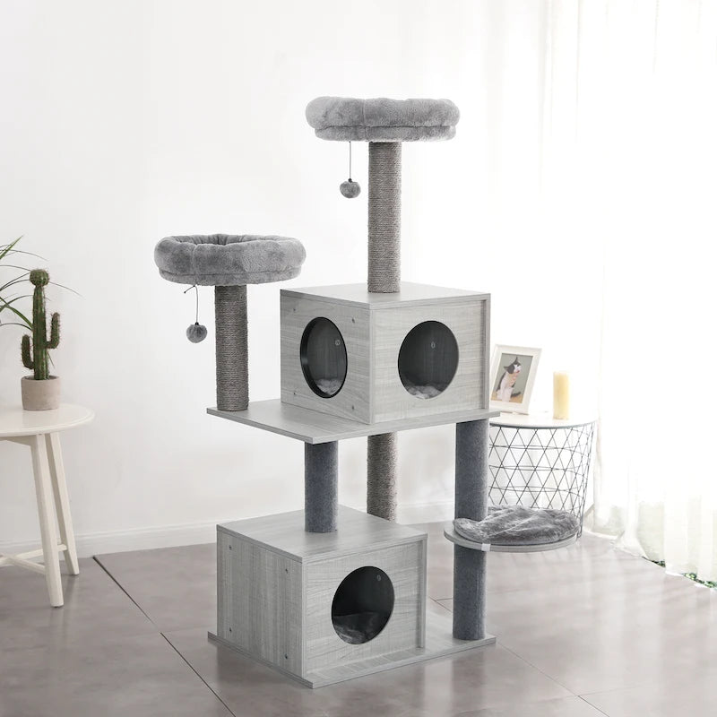 Multi-Level Cat Tree with Scratch Board