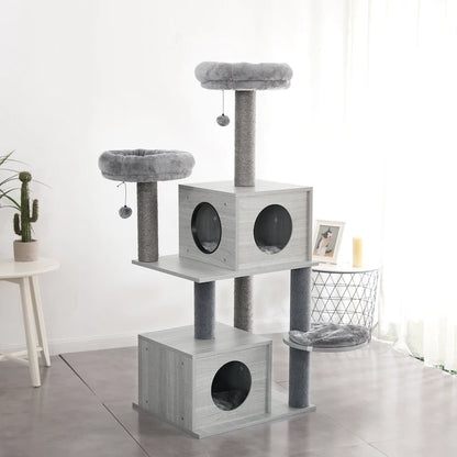 Multi-Level Cat Tree with Scratch Board