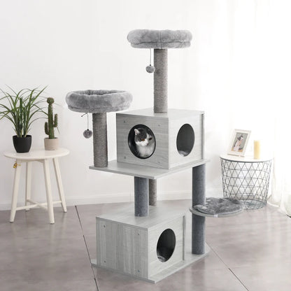 Multi-Level Cat Tree with Scratch Board