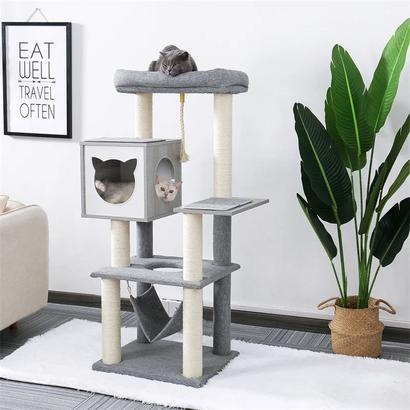 Multi-Level Cat Tree with Scratch Board