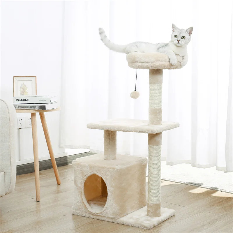 Multi-Level Cat Tree with Scratch Board