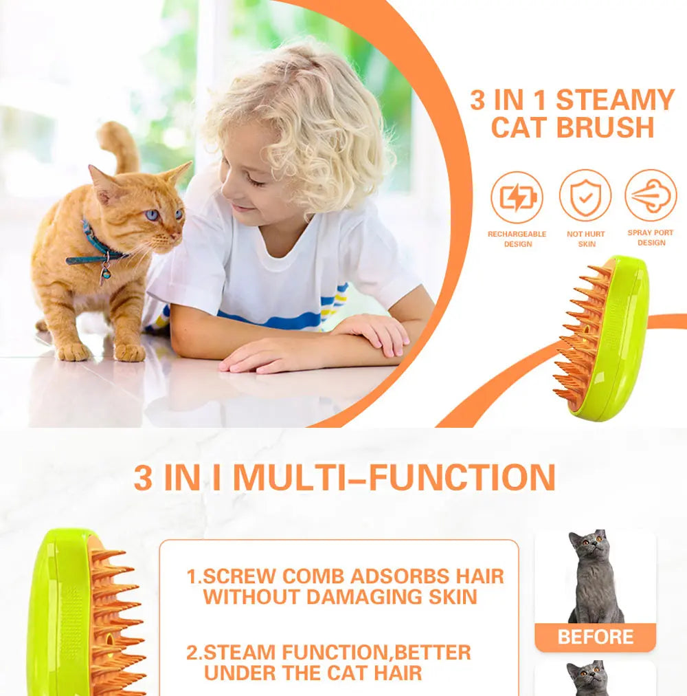 3-in-1 Steamy Brush Pets