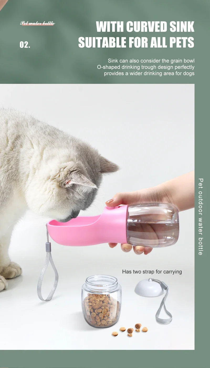 2-in-1 Portable Pet Water Bottle & Food Dispenser