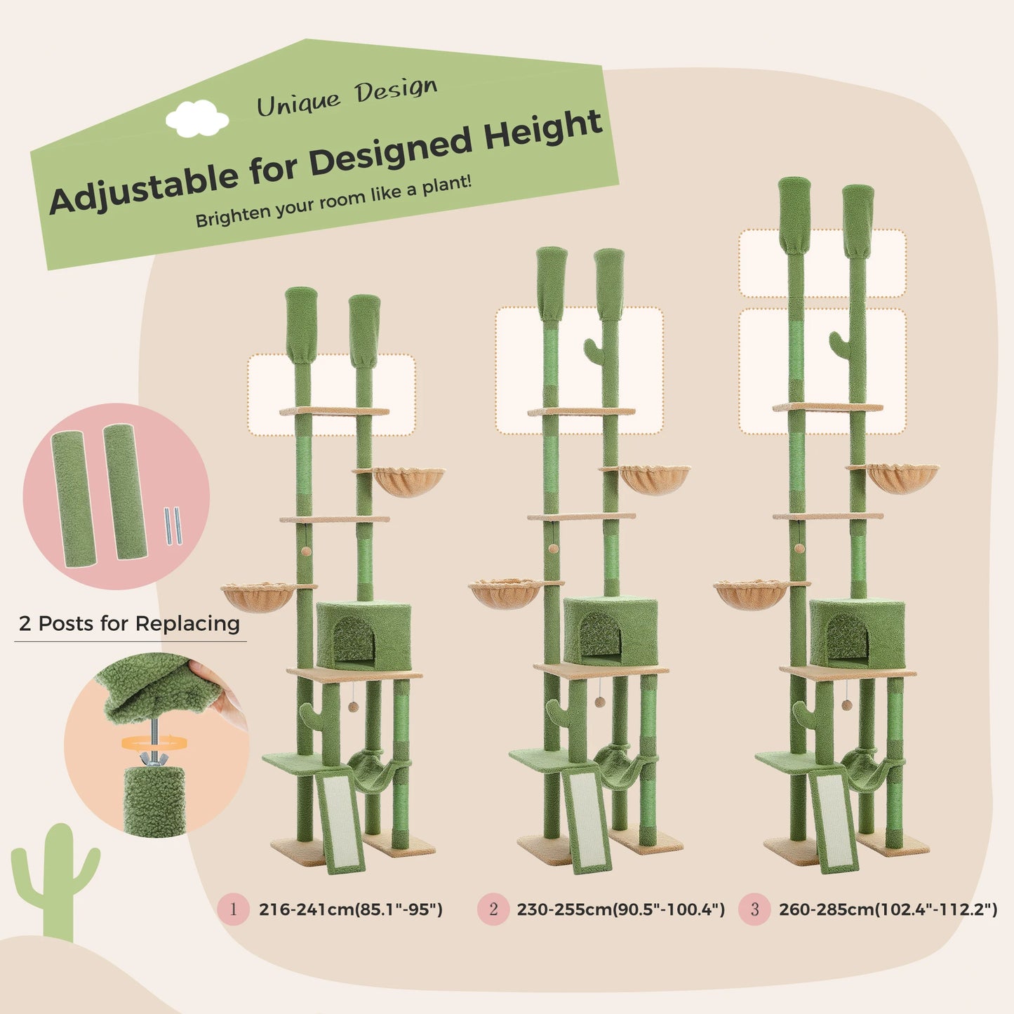 Cactus Cat Tree with Hammocks & Condos