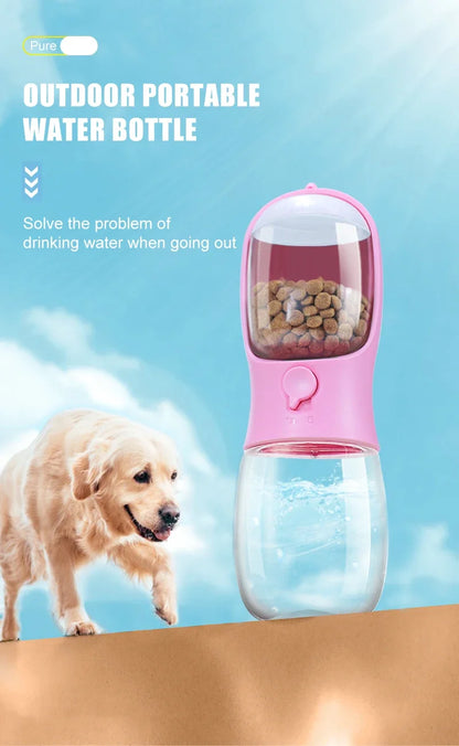 2-in-1 Portable Pet Water Bottle & Food Dispenser