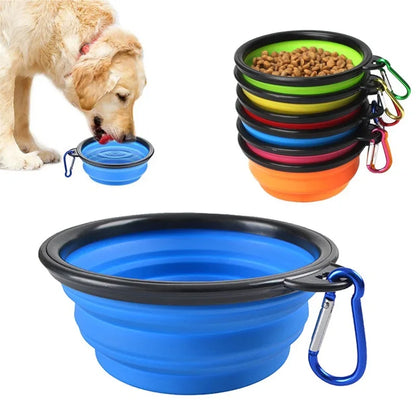 Folding Silicone Dog Bowl with Carabiner