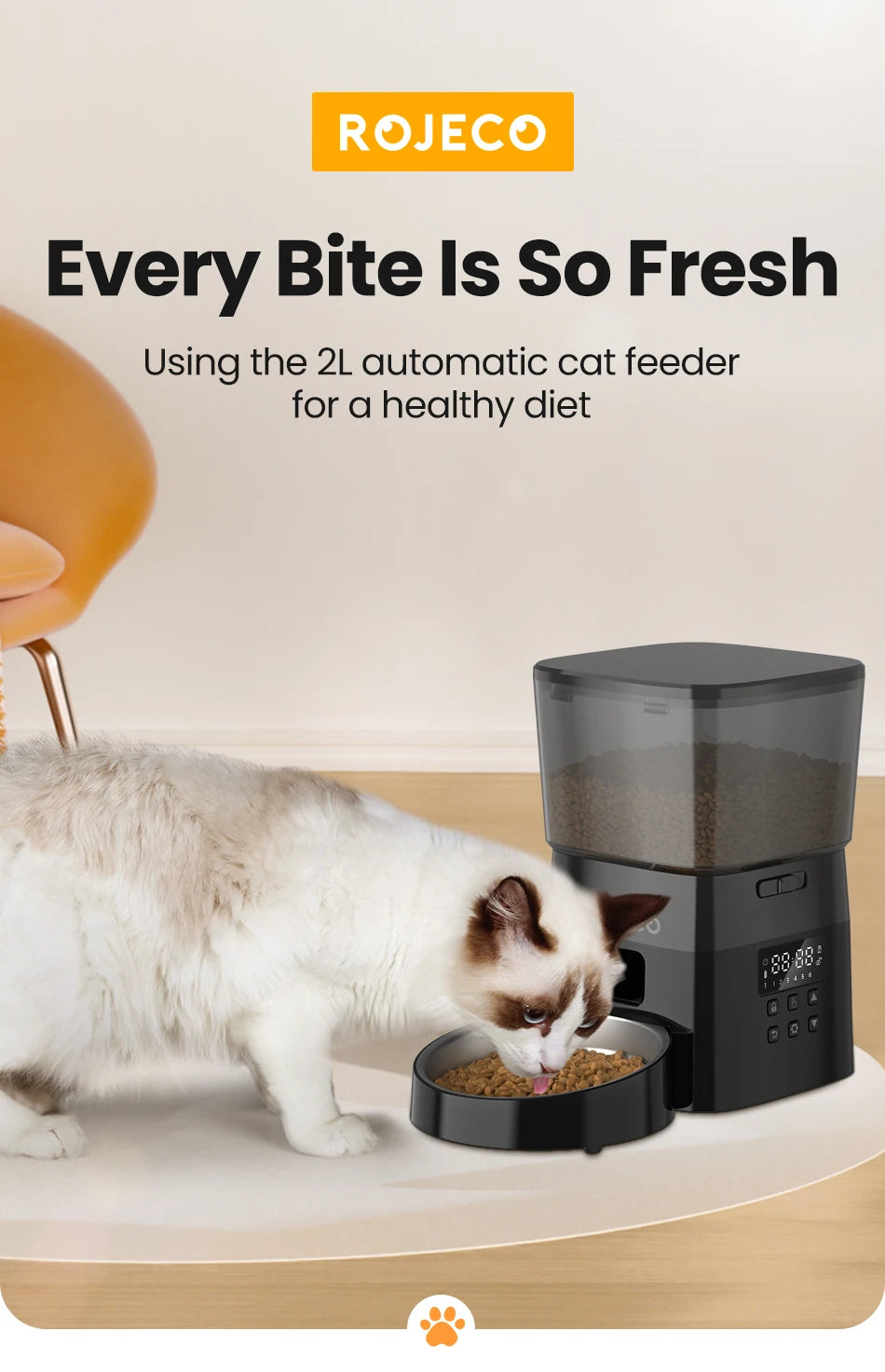 ROJECO Automatic Cat Feeder