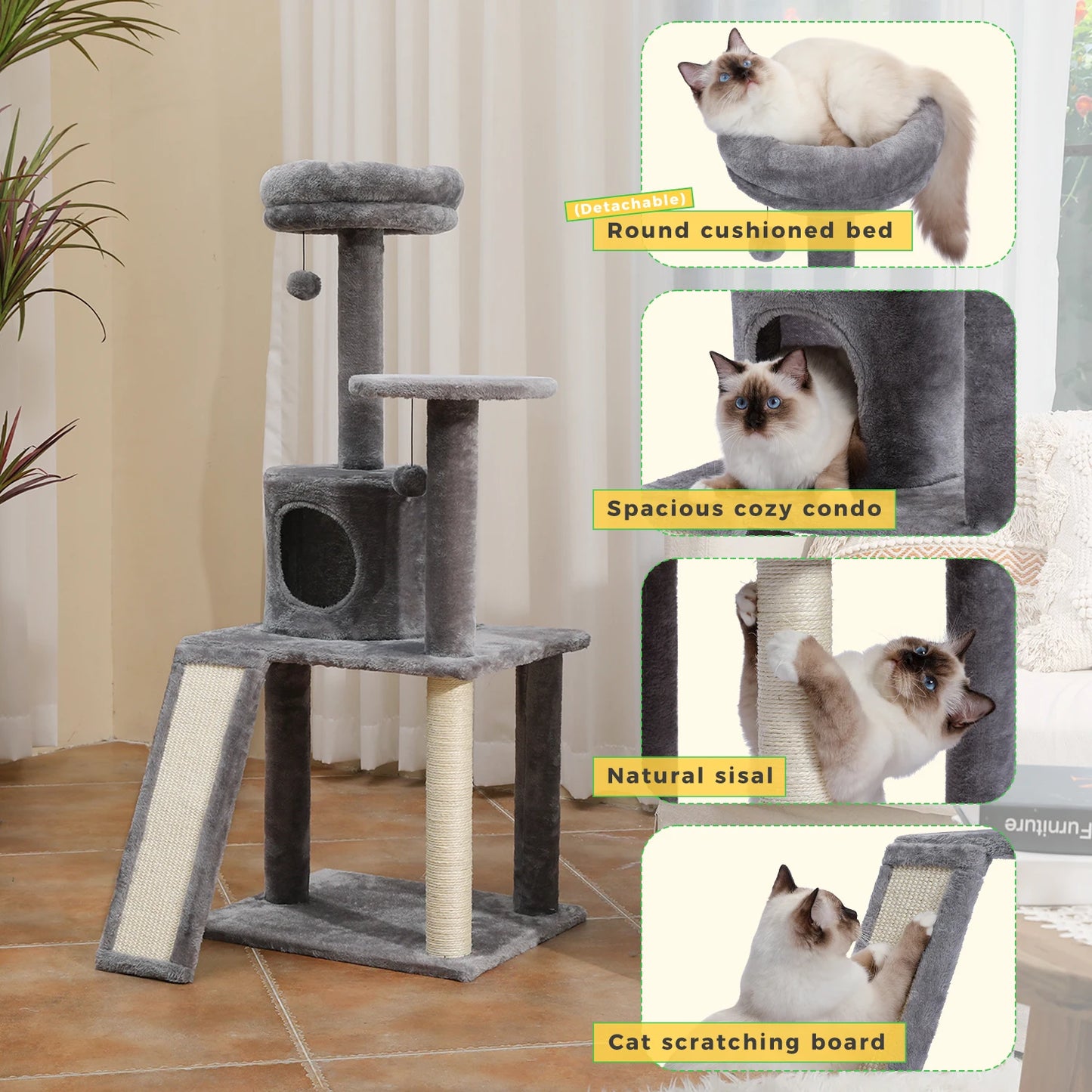 Multi-Level Cat Tree with Scratch Board