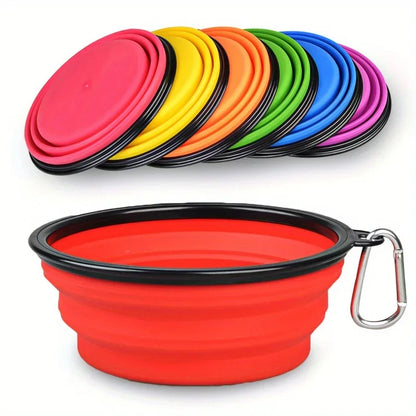 Folding Silicone Dog Bowl with Carabiner