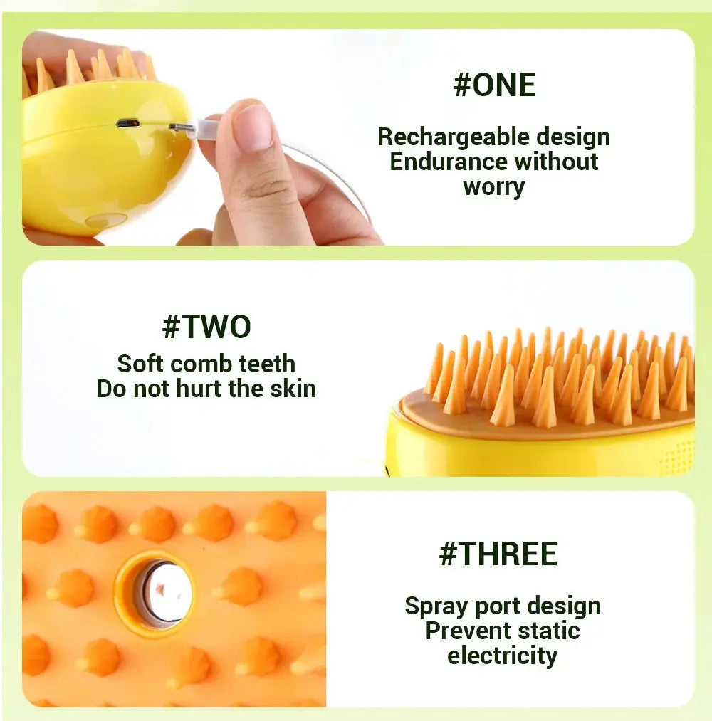 3-in-1 Steamy Brush Pets