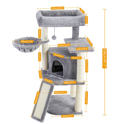 Multi-Level Cat Tree with Scratch Board