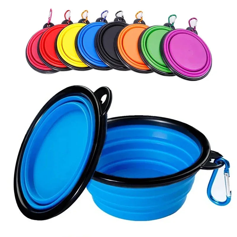 Folding Silicone Dog Bowl with Carabiner