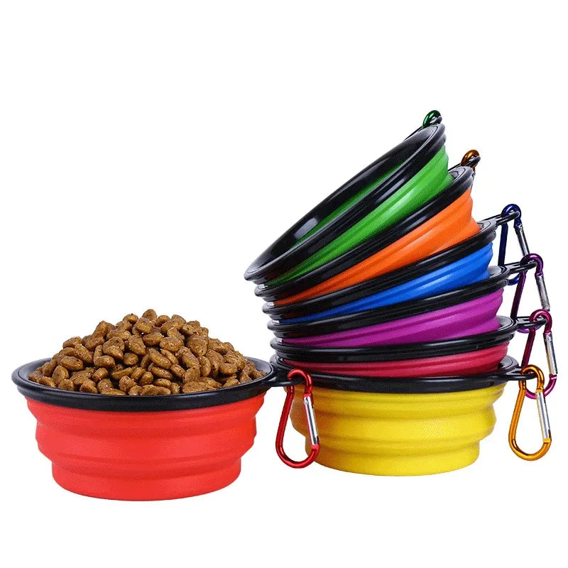 Folding Silicone Dog Bowl with Carabiner