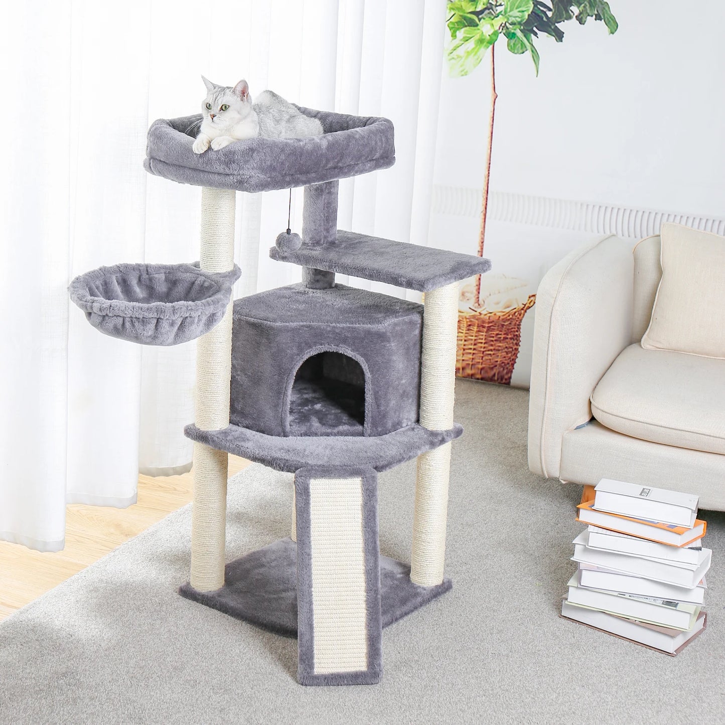 Multi-Level Cat Tree with Scratch Board